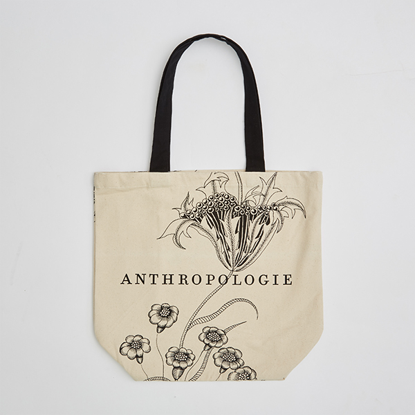 anthropologie monogram tote bag with black handle
