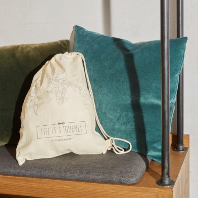 bespoke cotton shoulder slig bag with world map print direct from ethical bags manufacturer