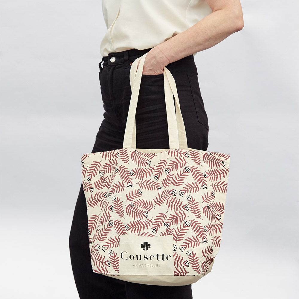 large light cotton bag printed from edge to edge