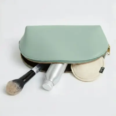 pochette en cuir vegan vert menthe aux bords arrondis - vente en gros