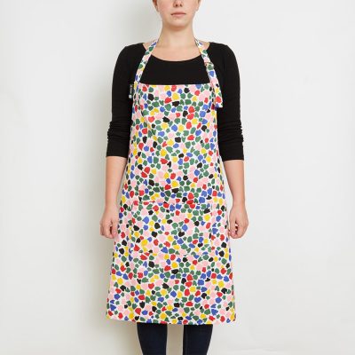 rixo white tulip print designer cotton apron from an ethical supplier of UK