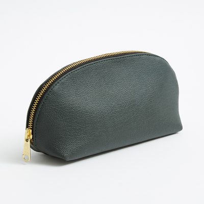 rounded vegan leather pouch bag with zipper for wholesale from largest ethical bags manufacturer of UK