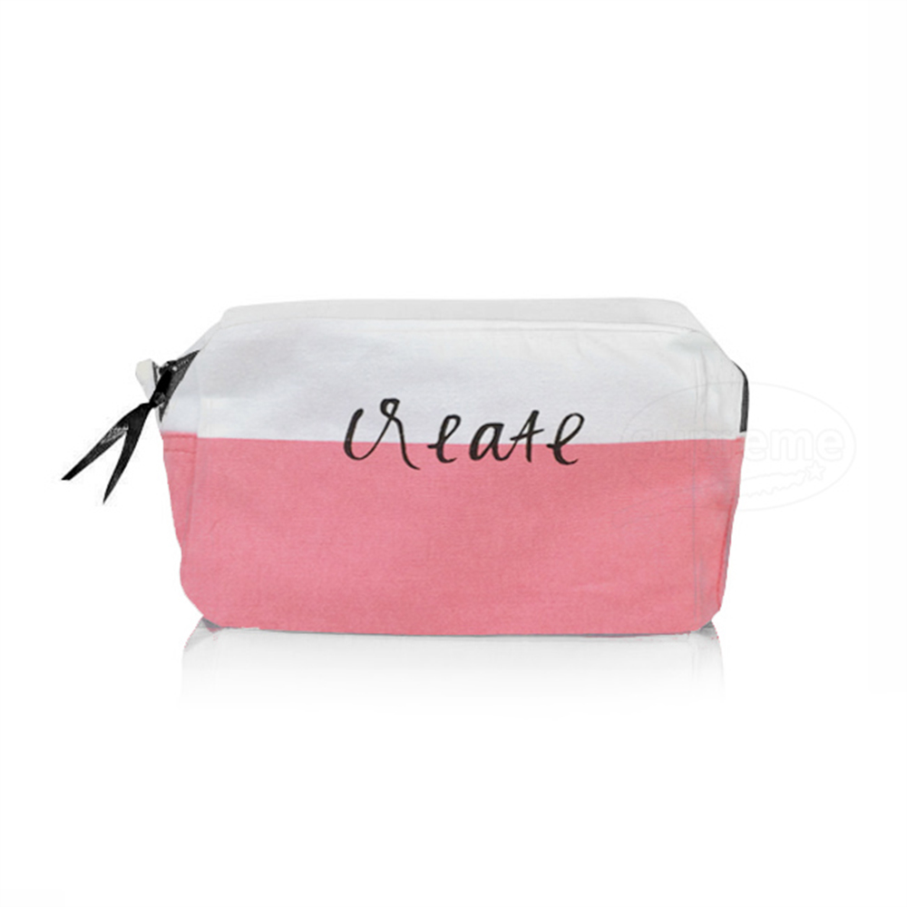 screen printed giveaways pink cosmetic wash bag with text and logo