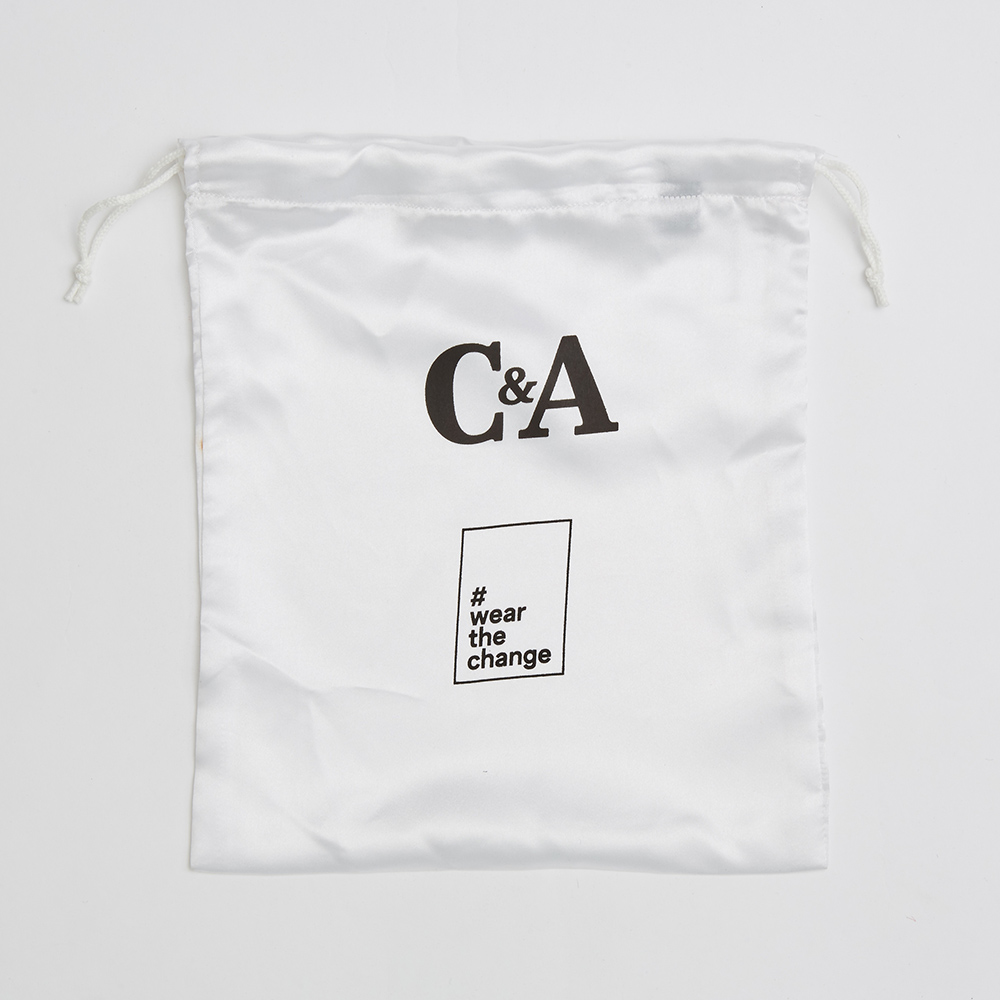 synthetic satin drawstring bag with logo direct from ethical bag supplier in UK