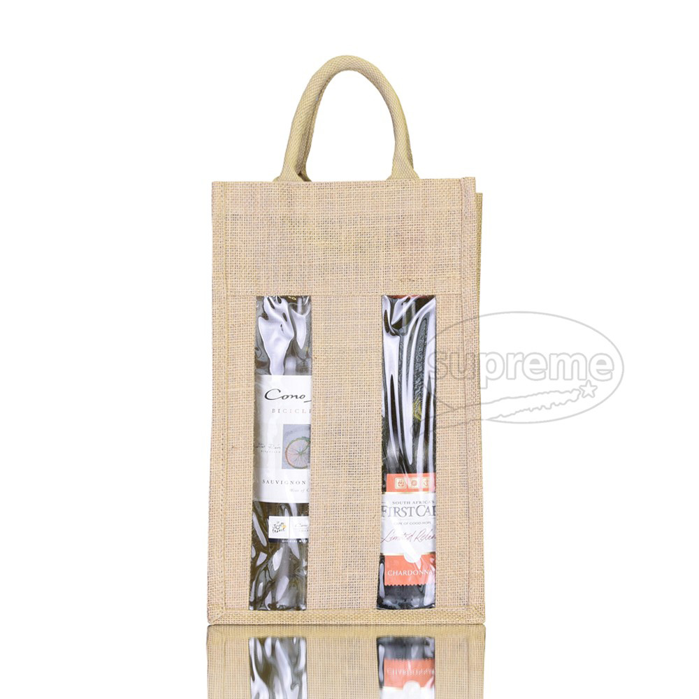 two wine bottle bags with laminated interior
