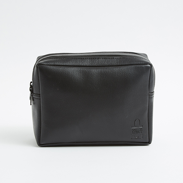 vegan leather double zip wash bag from ethical bag Supplier Supreme Creations
