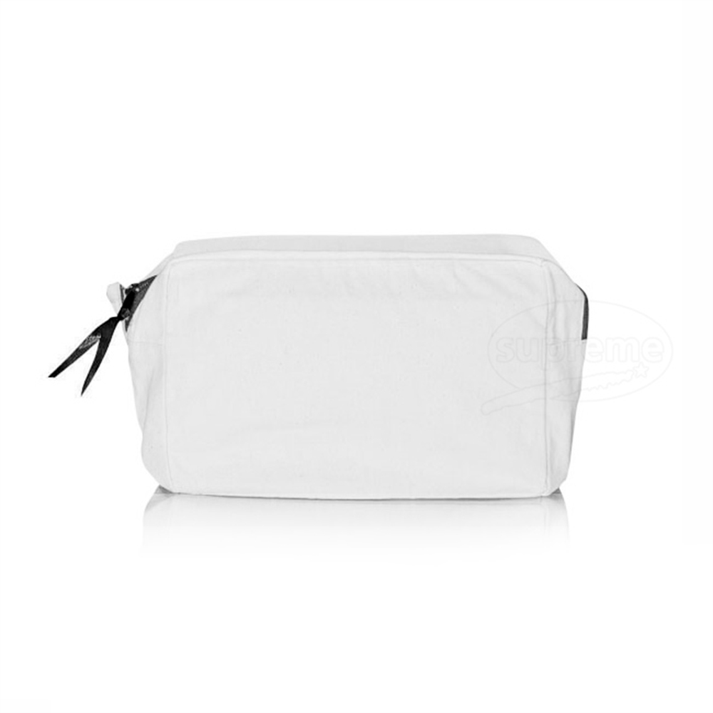 white canvas promotional makeup bag with zipper
